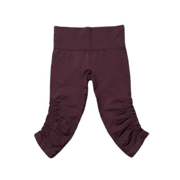 Lululemon Women's In The Flow Crop Ribbed Ruched Leggings in purple - Picture 1 of 9